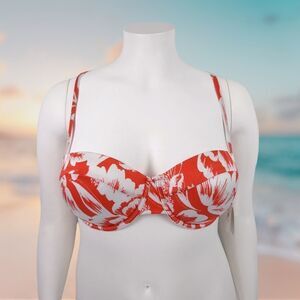 Shade & Shore Hawaiian Floral String Tie Lightly Lined Underwire Bikini Top